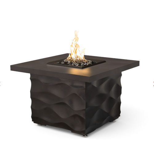 Voro Fire Table - 36" x 36" GFRC Outdoor Fire Pit, 24" High, 12" Stainless Star Burner (NG/LP, Manual Flame Sensing, Internal 5-Gal LP Storage)