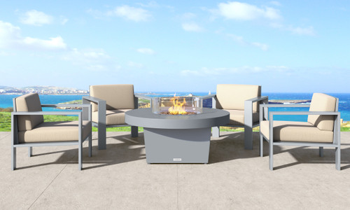 Parkway round fire pit table with aluminum top