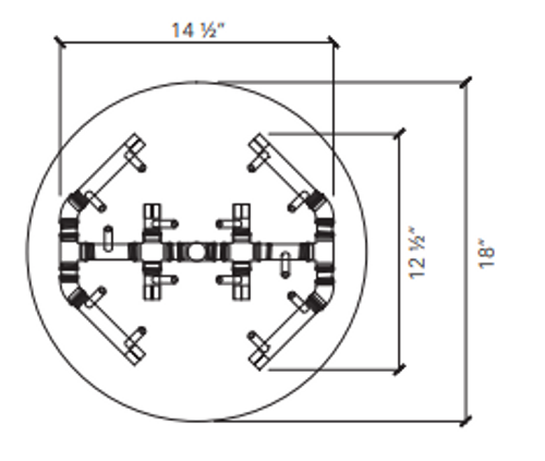 Crossfire 140K BTU Octagonal Brass Burner - CFBO140 - Circular Opening