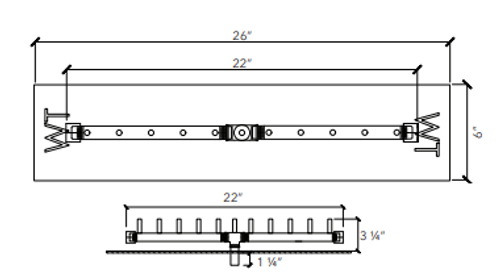 Crossfire 110K BTU Linear Brass Burner - CFBL110 - Rectangular Opening