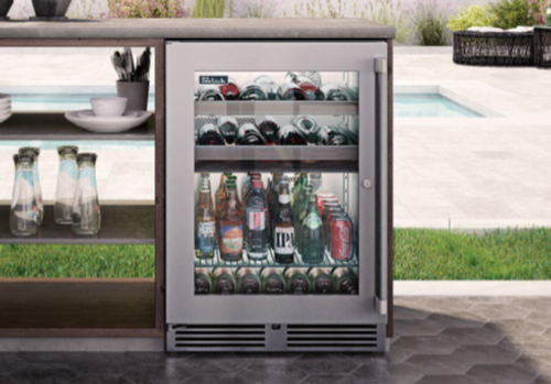 Perlick 24" Signature Series Outdoor Built-In Glass Door Beverage Center with 5.2 cu. ft. Capacity in Stainless Steel - HP24BM-4-3L