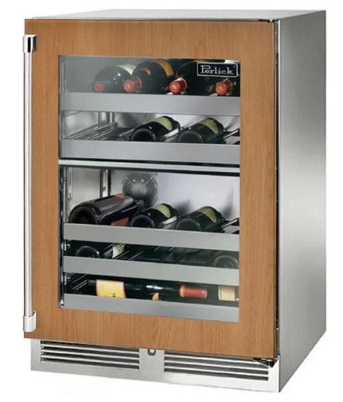 Perlick 24" Signature Series Built-In Wine Cooler with 32 Bottle Capacity Dual Zone with Glass Door in - HP24DM-4-4L
