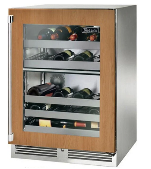 Perlick 24" Signature Series Built-In Wine Cooler with 32 Bottle Capacity Dual Zone with Glass Door in - HP24DM-4-4R