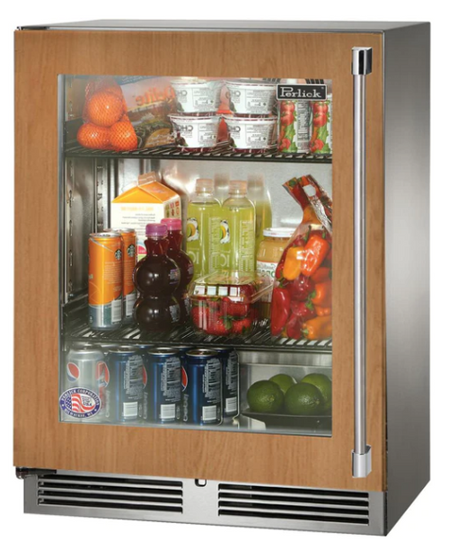 Perlick  Refrigerator, Panel Ready Glass Door 18"Shallow Depth Refrigerator Hinged Left -  HH24RM-4-4L