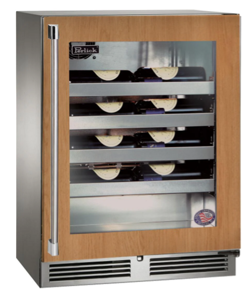 Perlick Signature Series 18"Wine Reserve, Panel Ready Glass Door, Hinged Right - HH24WM-4-4R