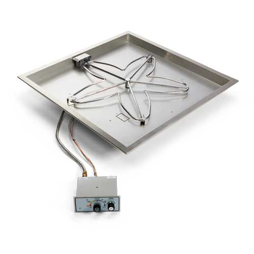 HPC 18" Square Bowl Pan Electronic Ignition Fire Pit Insert