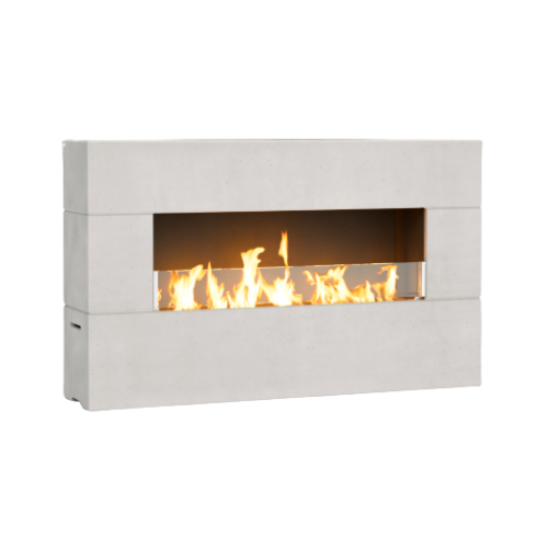 Milan Low Linear Fireplace - 72" x 16" x 44" GFRC, 48" Stainless Linear Burner (NG/LP, Manual or Bluetooth FyreStarter, Wind Guard Included)