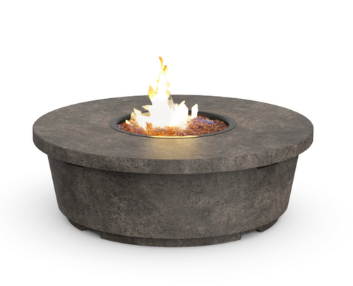 Contempo Round Fire Table - 47" Dia GFRC Outdoor Fire Pit, Low-Profile Coffee Height, 12" Stainless Star Burner (NG/LP, Manual or Bluetooth FyreStarter)
