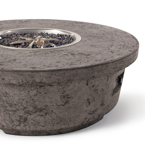 Contempo Round Fire Table - 47" Dia GFRC Outdoor Fire Pit, Low-Profile Coffee Height, 12" Stainless Star Burner (NG/LP, Manual or Bluetooth FyreStarter)