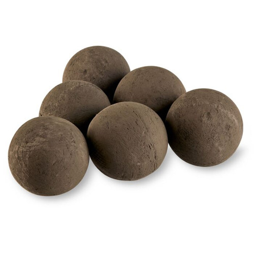 American Fire Glass AFG-FBL-TG Ceramic Lite Stone Balls, Uniform 4" Set of 6, Thunder Gray