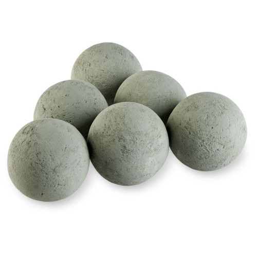 American Fire Glass AFG-FBL-CG Ceramic Lite Stone Balls, Uniform 4" Set of 6, Cape Gray
