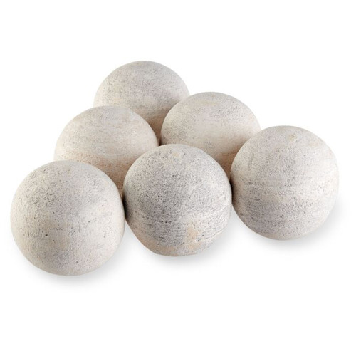 American Fire Glass AFG-FBL-CW Ceramic Lite Stone Balls, Uniform 4" Set of 6, Cottage White