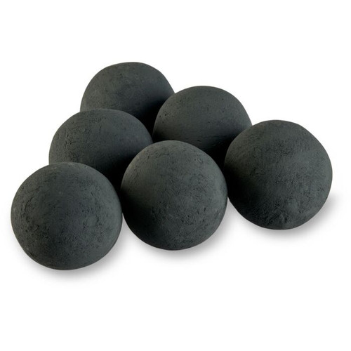 American Fire Glass AFG-FBL-MB Ceramic Lite Stone Balls, Uniform 4" Set of 6, Matte Black