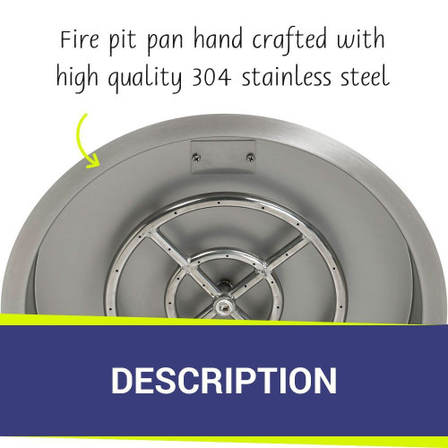 American Fire Glass Stainless Steel Round Drop-in Fire Pit Burner Pan - SS-RSP-25-ASBL