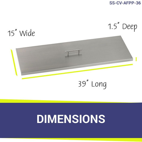 American Fire Glass 39" Stainless Steel Cover Rectangular Drop-In Pan Cover