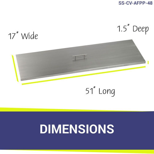 American Fire Glass 51" Stainless Steel Cover Rectangular Drop-In Pan Cover