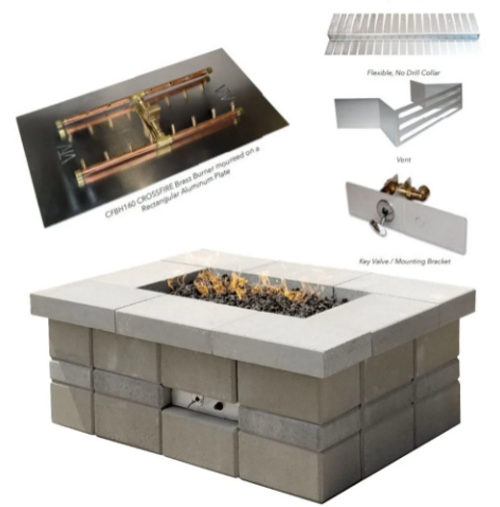 Warming Trends UPKRR Raffinato Specialty Paver Kit with Crossfire H-Style Brass Burner and Rectangular Aluminum Plate