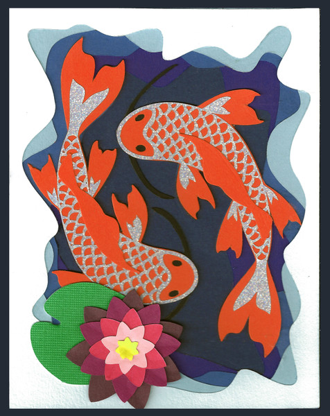 Koi Border with Water Lily Digital Design File