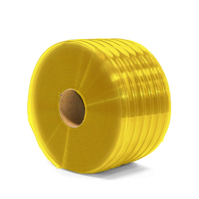 12 Inch Anti-Insect Yellow Ribbed Strip Curtain Roll - 150ft