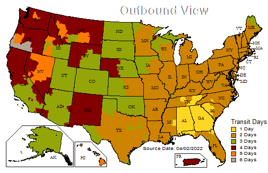 stripcurtain.com - ups ground transit map