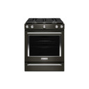 Kitchenaid® 30-Inch 5-Burner Gas Slide-In Convection Range KSGG700EBS