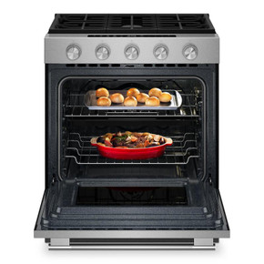 Kitchenaid® 5.0 Cu. Ft. Smart Slide-in Gas Range with Convection Cooking Modes and 2-in-1 Burner KSGS530SPS