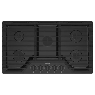 Whirlpool® 36-inch Gas Cooktop with EZ-2-Lift™ Hinged Cast-Iron Grates WCGK5036PB