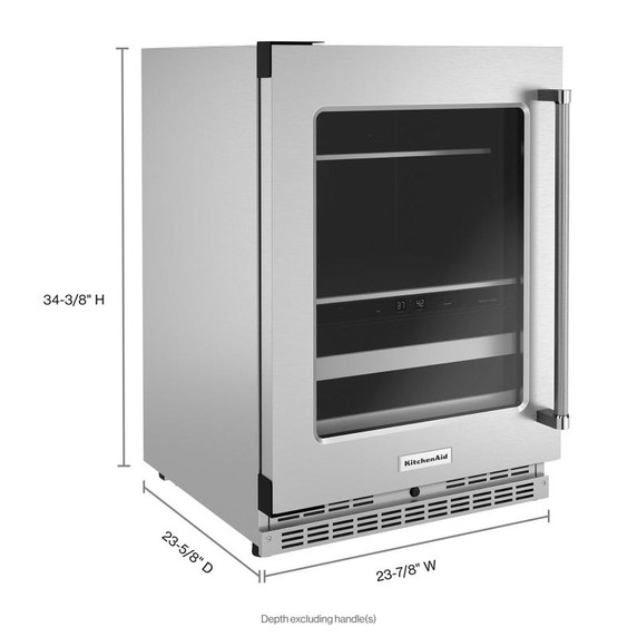 Kitchenaid® 24" Beverage Center with Glass Door and Metal-Front Racks KUBL314KSS