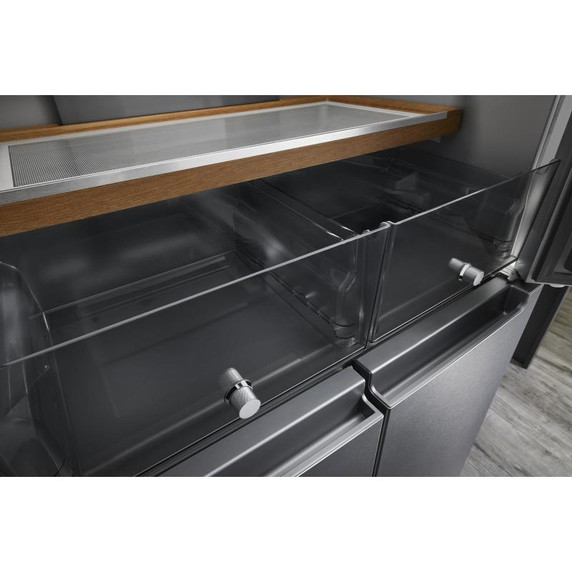 Kitchenaid® 19.4 cu. ft. 36-inch wide Counter-Depth 4-Door Refrigerator with PrintShield™ Finish KRQC506MPS