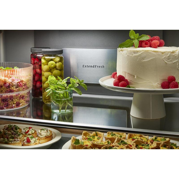 Kitchenaid® 19.4 cu. ft. 36-inch wide Counter-Depth 4-Door Refrigerator with PrintShield™ Finish KRQC506MPS