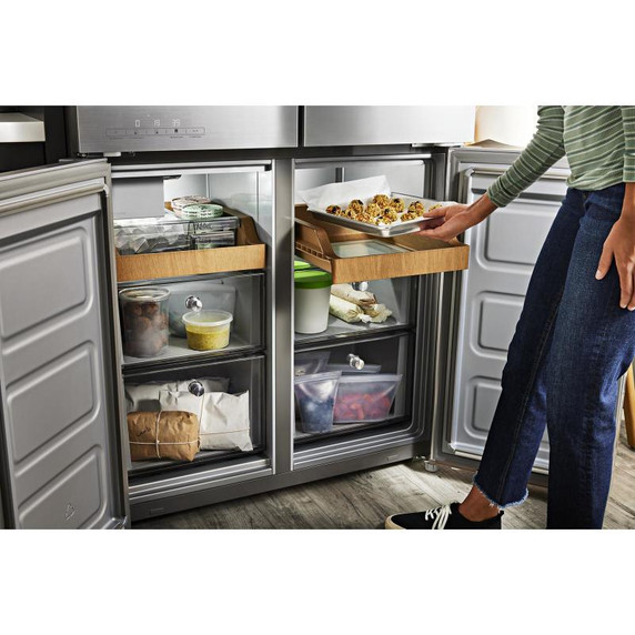 Kitchenaid® 19.4 cu. ft. 36-inch wide Counter-Depth 4-Door Refrigerator with PrintShield™ Finish KRQC506MPS