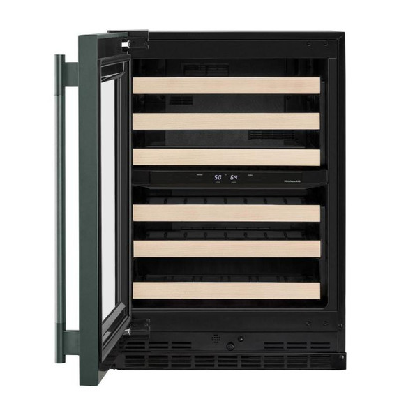 Kitchenaid® 24" Undercounter Wine Cellar with Full-Extension Wood-Front Racks KUWL524SJP