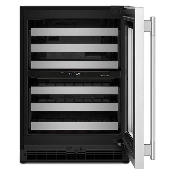 Kitchenaid® 24" Undercounter Wine Cellar with Full-Extension Metal-Front Racks KUWR324SSB
