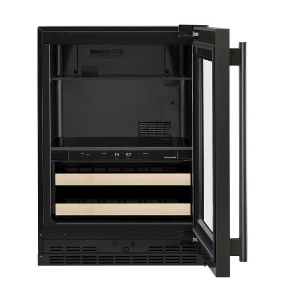 Kitchenaid® 24" Beverage Center with Glass Door and Wood-Front Racks KUBR524SBE