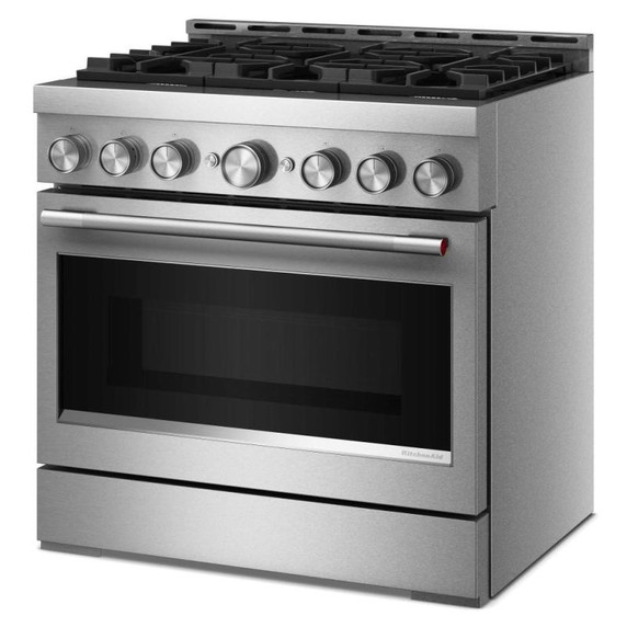 KitchenAid® 36-Inch 6 Burner Commercial-Style Gas Range with No Preheat Air Fry Mode KFGS936SSS