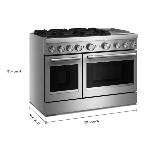 Kitchenaid® 48-Inch 6 Burner Commercial-Style Dual Fuel Range with Griddle KFDD948SSS