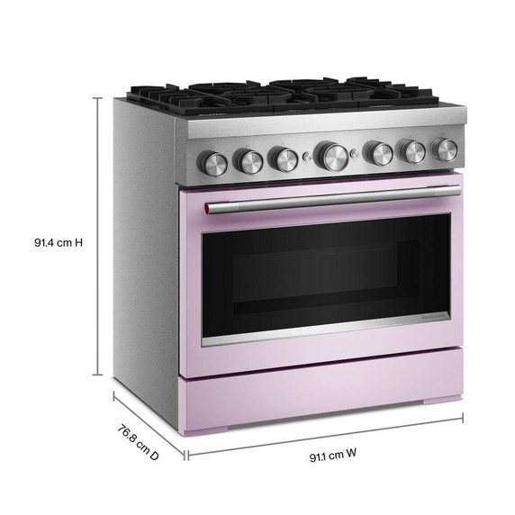 Kitchenaid® 36-Inch 6 Burner Commercial-Style Dual Fuel Range with No Preheat Air Fry Mode KFDS936SWF