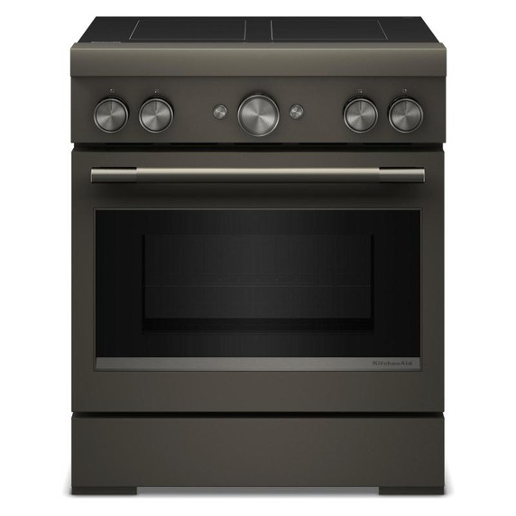 Kitchenaid® 30-Inch 4-Element Induction Freestanding Commercial-Style Range with Air Fry KFIS930SBE