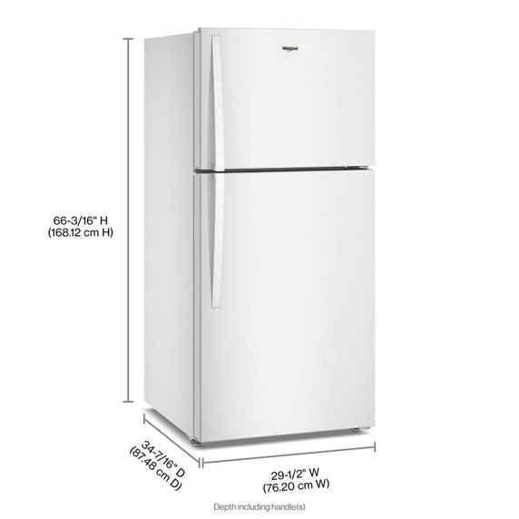Whirlpool® 29.5-inch Wide Top Freezer Refrigerator with Total Coverage Cooling- 19 Cu. Ft. WRTX7419SW