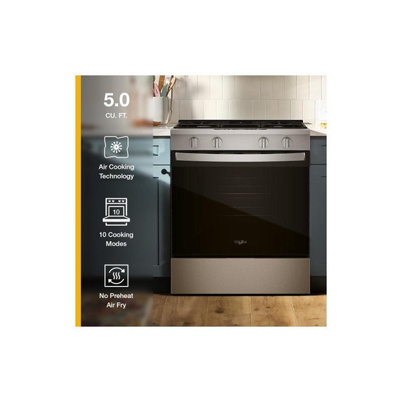 Whirlpool® 30-inch Gas Smart Range with Air Cooking Technology and Steam Clean WSGS4530TZ