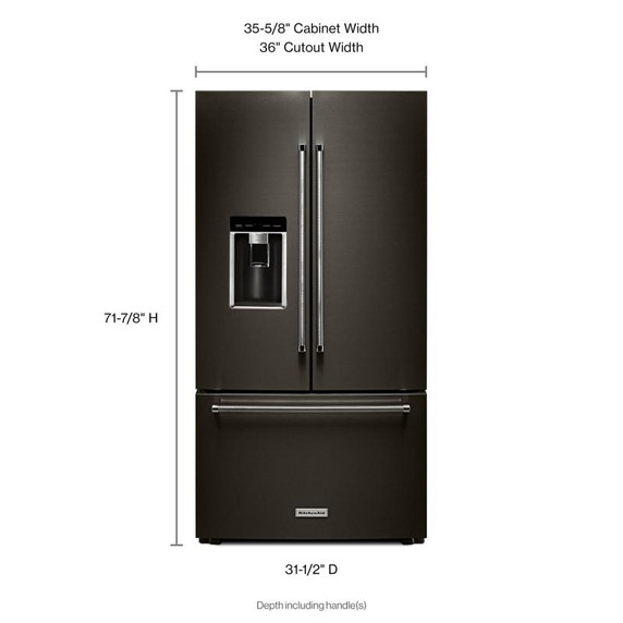 Kitchenaid® 23.8 cu. ft. 36" Counter-Depth French Door Platinum Interior Refrigerator with PrintShield™ Finish KRFC704FBS