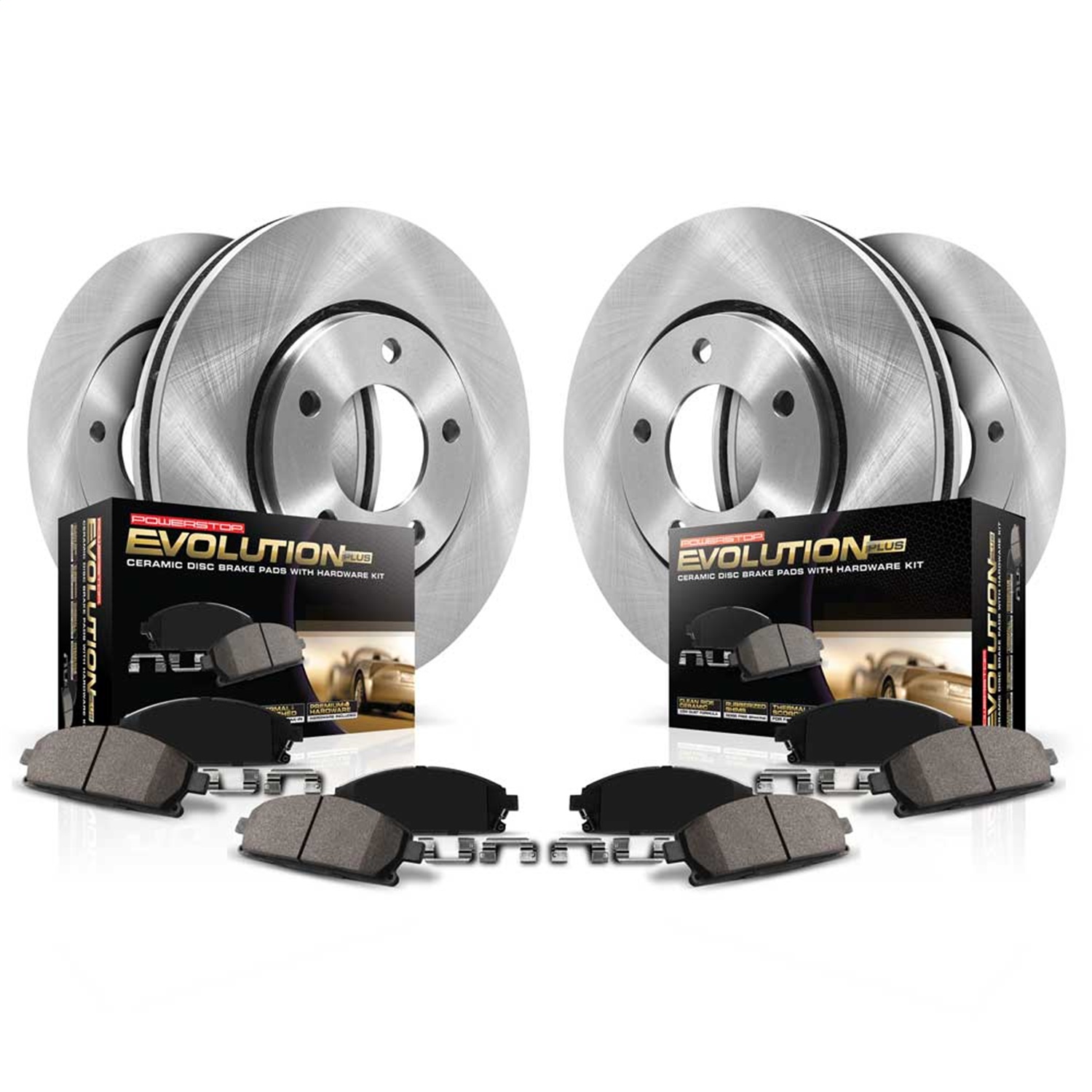 PowerStop KOE5733 - Power Stop-Front and Rear OE Stock Replacement Low-Dust Ceramic Brake Pad and Rotor Kit