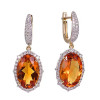 Citrine Oval Cut Earrings with Diamonds(0.33 ct.tw)