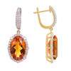 Citrine Oval Cut Earrings with Diamonds(0.33 ct.tw)