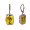 Lemon Quartz Cushion Cut Earrings with Diamonds(0.97 ct.tw)