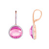 Rose Quartz Oval Cut Earrings with Diamonds(0.77 ct.tw)