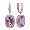 Pink Amethyst Cushion Cut Earrings with Diamonds(1.09 ct.tw)