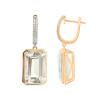 Green Amethyst Octagon Cut Earrings with Diamonds(0.19 ct.tw)