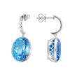 Swiss Blue Topaz Oval Cut Earrings with Diamonds(0.07 ct.tw)