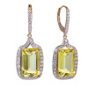 Lemon Quartz Octagon Cut Earrings with Diamonds(0.10 ct.tw)